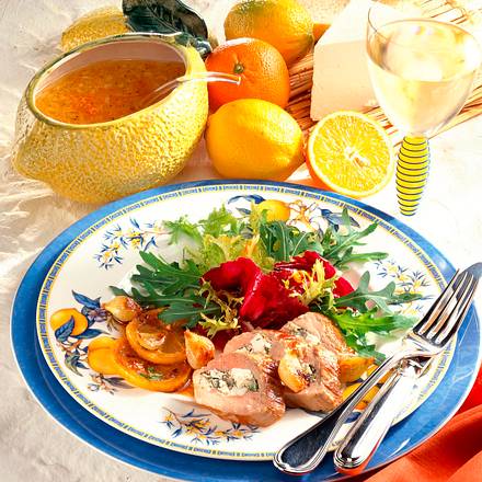 Gefülltes Schweinefilet zu Blattsalat Rezept Gefülltes Schweinefilet zu Blattsalat Rezept