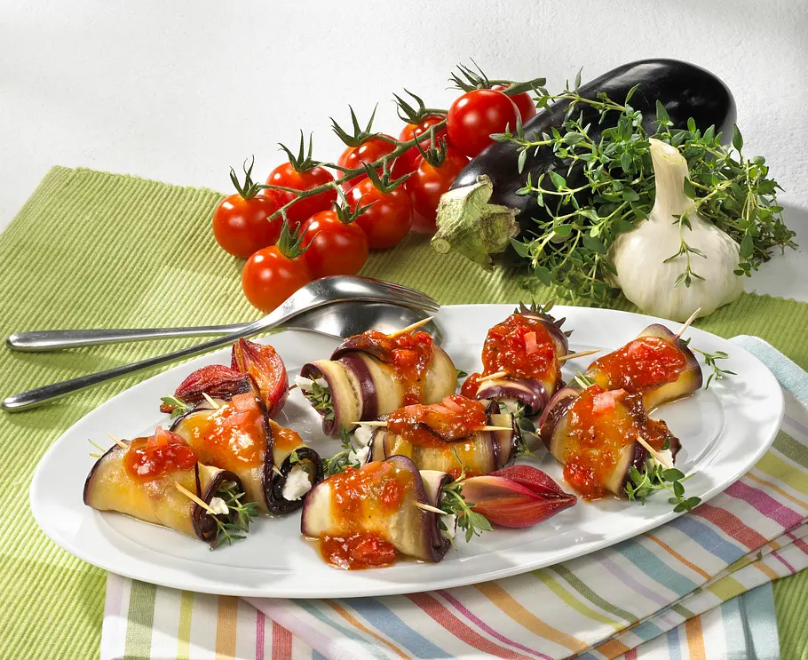 Gefüllte Auberginenröllchen Rezept