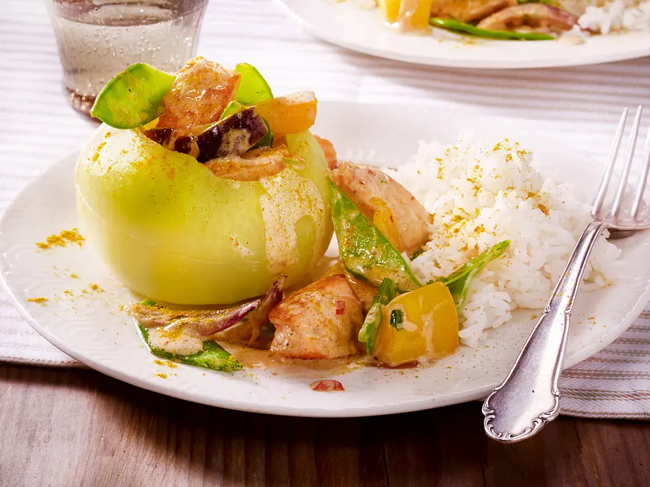Gefüllte Kohlrabi mit Lachs-Curry Rezept Gefüllte Kohlrabi mit Lachs-Curry Rezept