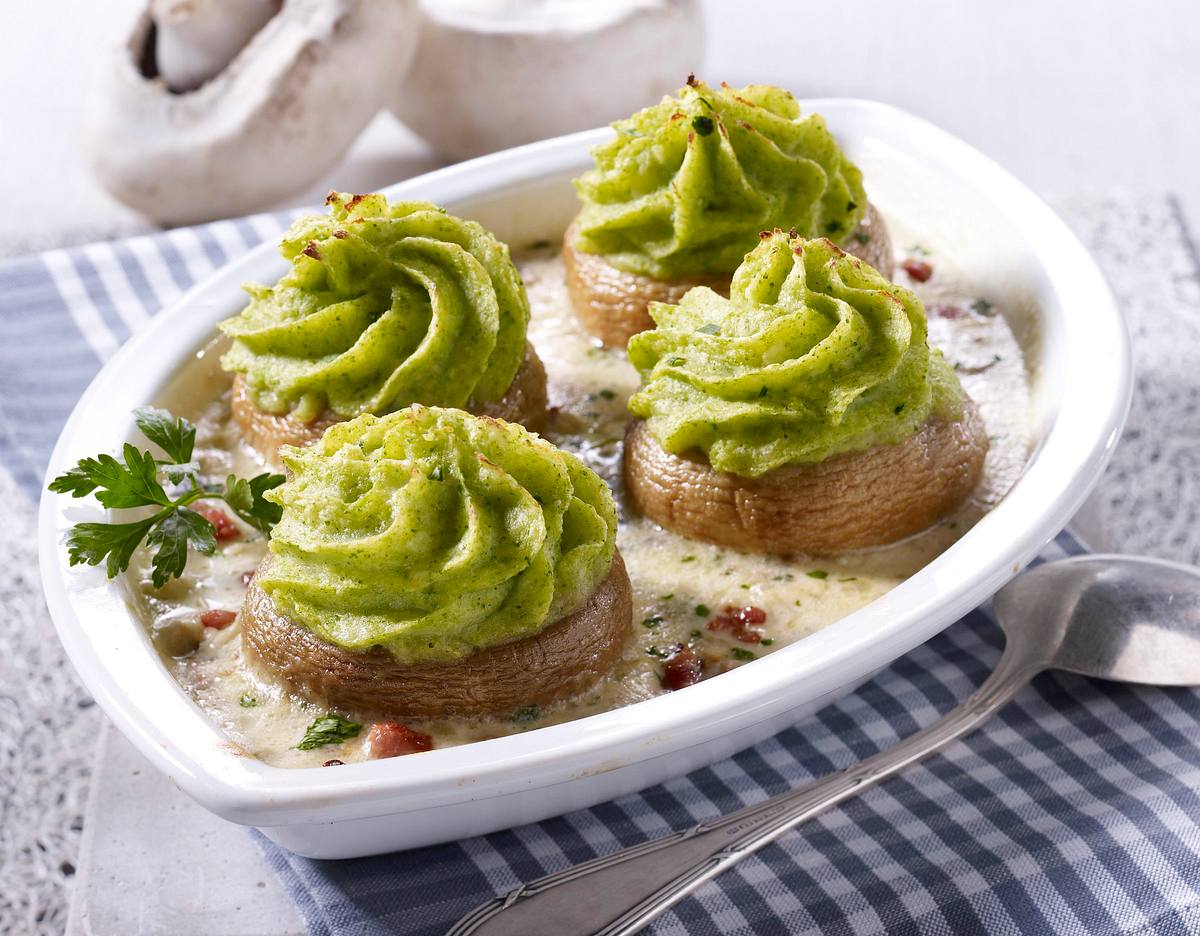 Gefüllte Riesenchampignons mit Broccoli-Püree Rezept