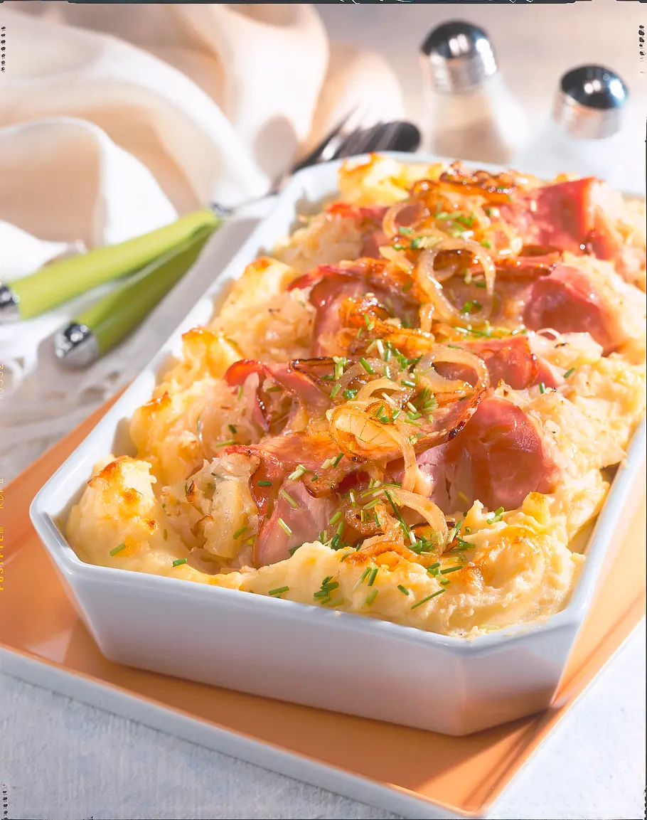 Gefüllte Schinkenröllchen auf Kartoffelpüree Rezept Gefüllte Schinkenröllchen auf Kartoffelpüree Rezept