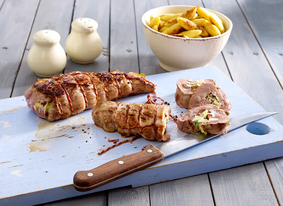 Gefüllte Schweinelende mit Rieslingsoße Rezept
