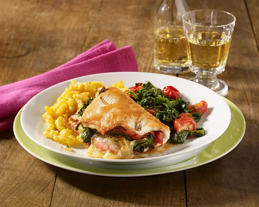 Gefülltes Putenschnitzel mit Spinat Rezept Gefülltes Putenschnitzel mit Spinat Rezept