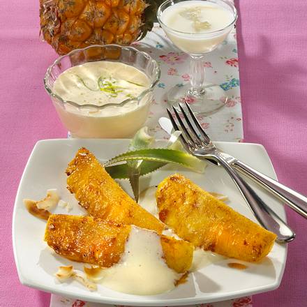 Gegrillte Ananas mit Kokossabayon Rezept