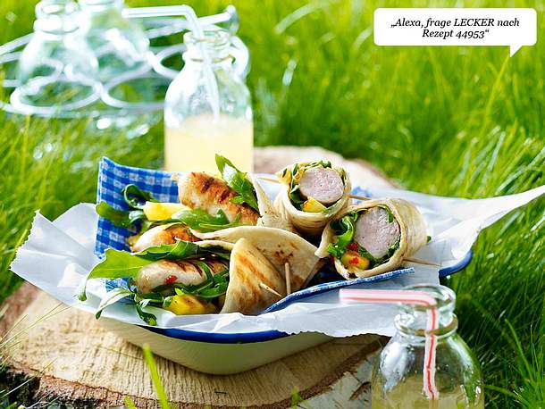 Gegrillte Bratwurst im Tortillamantel Rezept