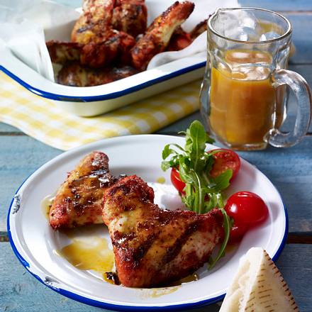Gegrillte Chicken Wings in Tandoori-Marinade zu Orangen-Sherry-Soße Rezept Gegrillte Chicken Wings in Tandoori-Marinade zu Orangen-Sherry-Soße Rezept