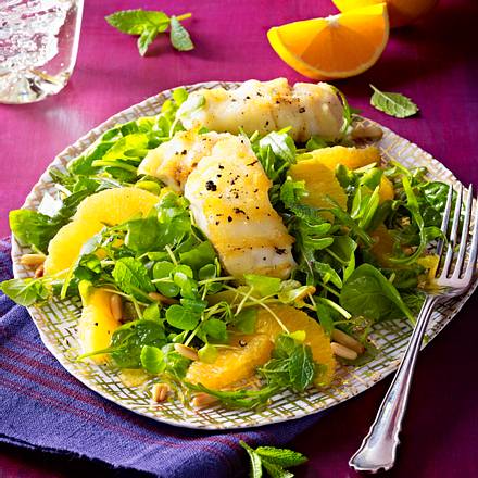 Gegrillter Seeteufel mit Orange und Minze Rezept