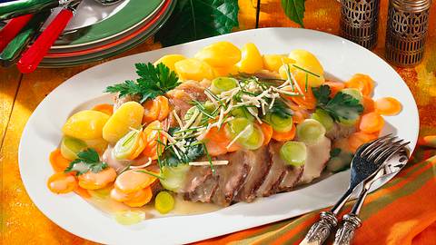 Gekochtes Rindfleisch mit Meerrettichgemüse Rezept - Foto: Maass