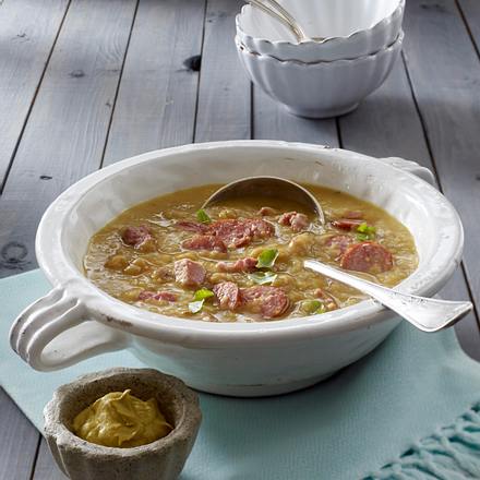Gelbe Erbsensuppe mit Kasseler & Wurst Rezept Gelbe Erbsensuppe mit Kasseler & Wurst Rezept