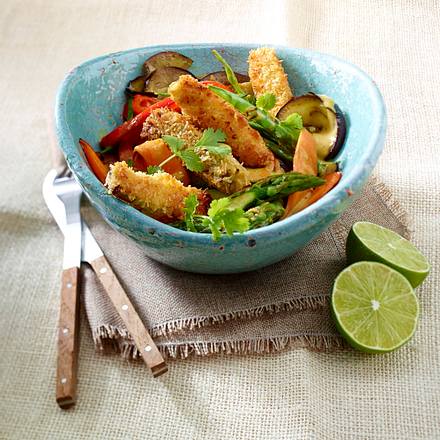 Gelbes Gemüsecurry mit Kokos-Tofu-Sticks Rezept