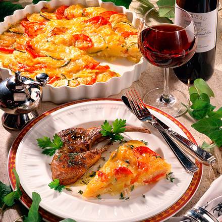Gemüse-Gratin zu Lammkoteletts Rezept Gemüse-Gratin zu Lammkoteletts Rezept