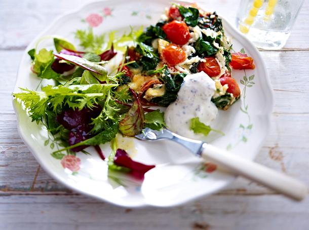 Gemüse-Omelett mit Senfcreme Rezept Gemüse-Omelett mit Senfcreme Rezept