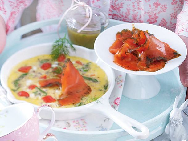 Gemüse-Omelett und Graved Lachs Rezept