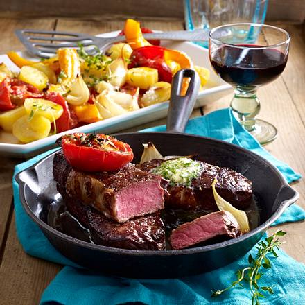 Gemüse vom Blech zu Rumpsteak Rezept Gemüse vom Blech zu Rumpsteak Rezept
