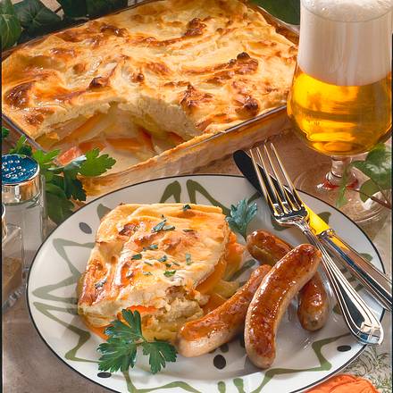 Gemüseauflauf mit Würstchen Rezept Gemüseauflauf mit Würstchen Rezept