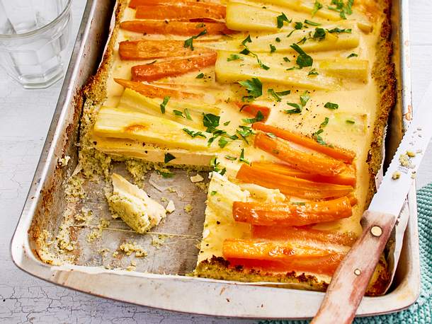 Gemüsekuchen mit Blumenkohl-Brokkoli-Teig Rezept Gemüsekuchen mit Blumenkohl-Brokkoli-Teig Rezept