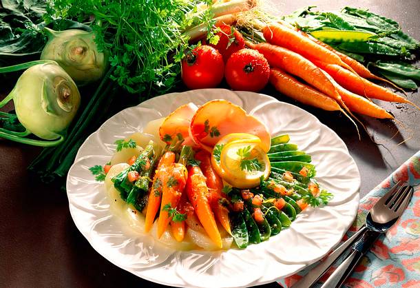 Gemüseplatte mit Putenbrust Rezept Gemüseplatte mit Putenbrust Rezept