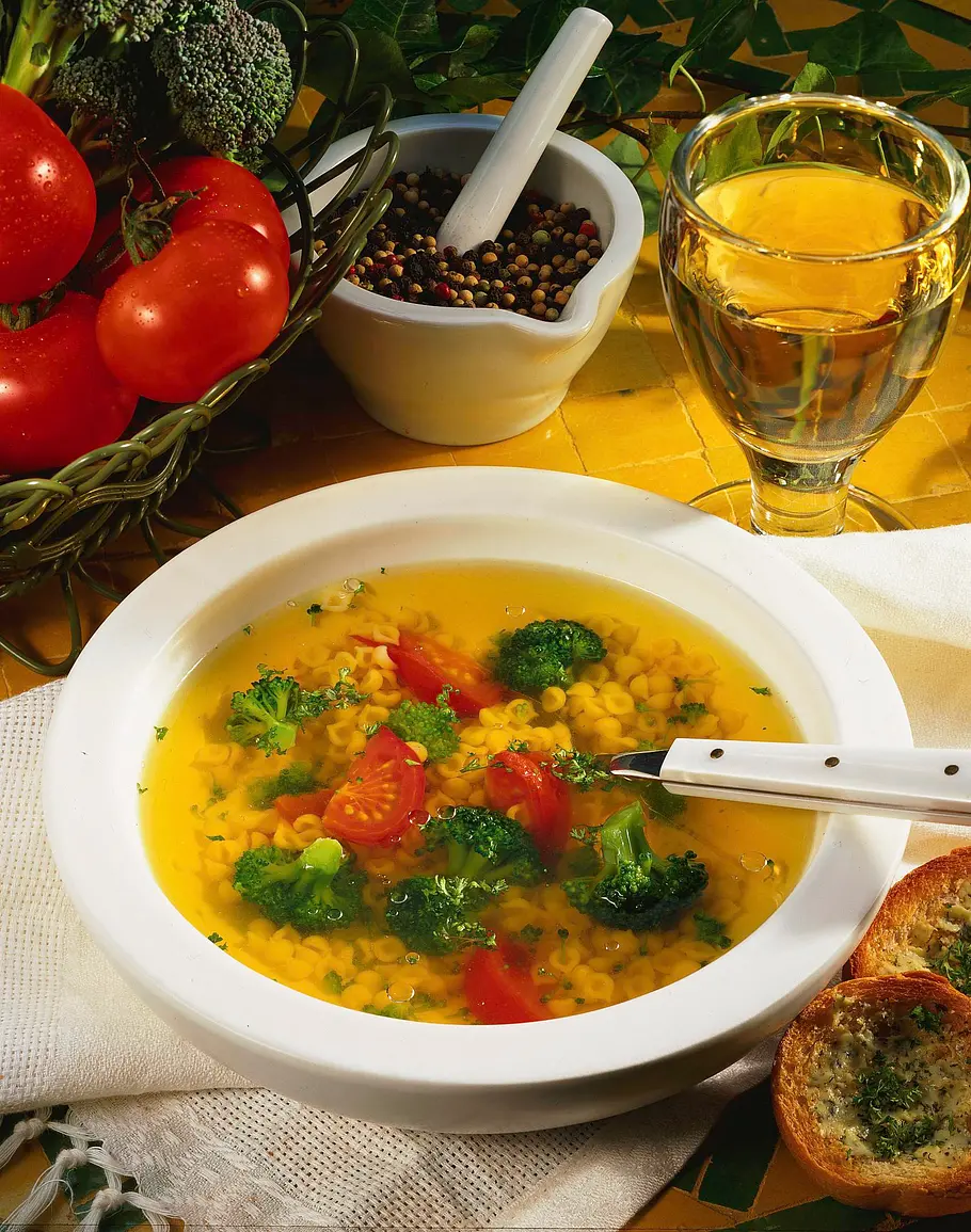 Gemüse-Bouillon mit Nudeln Rezept Gemüse-Bouillon mit Nudeln Rezept