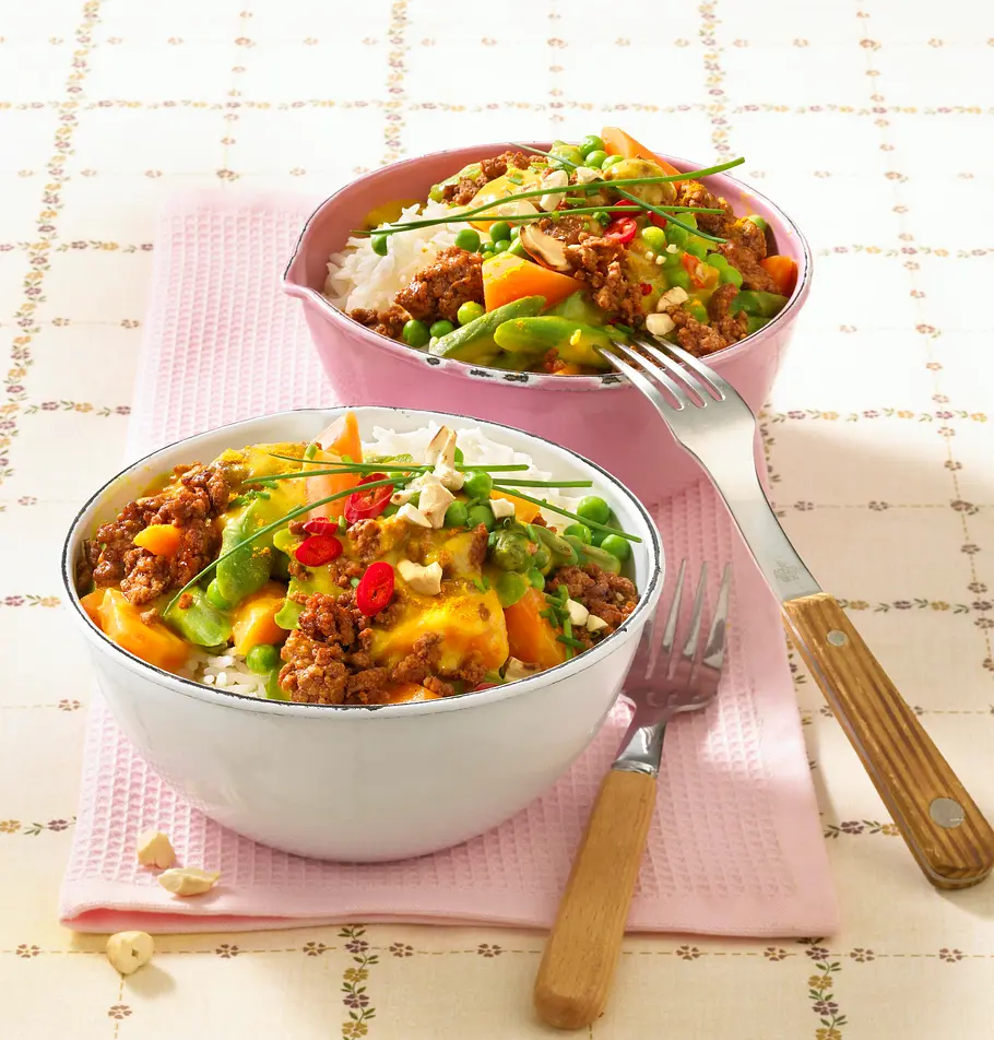 Gemüse-Hack-Curry zu Basmatireis Rezept Gemüse-Hack-Curry zu Basmatireis Rezept