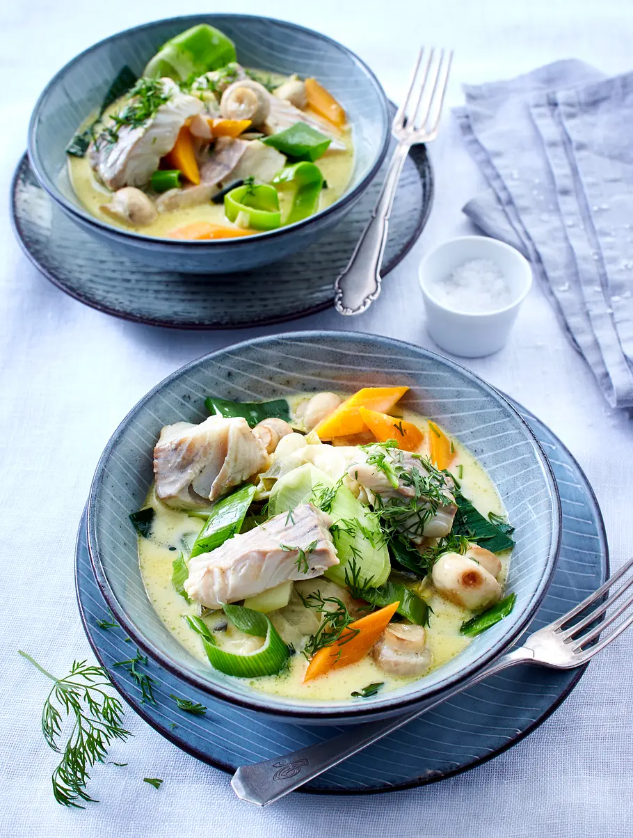 Gemüse-Ragout mit Seelachsfilet Rezept Gemüse-Ragout mit Seelachsfilet Rezept