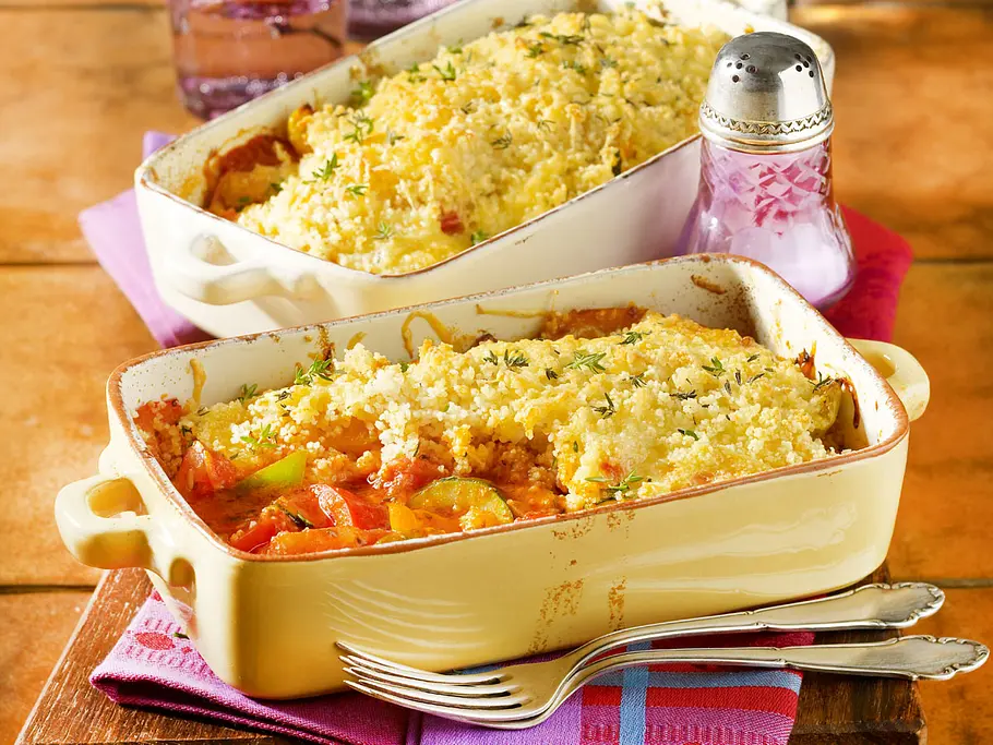 Gemüseauflauf mit Couscous-Haube Rezept