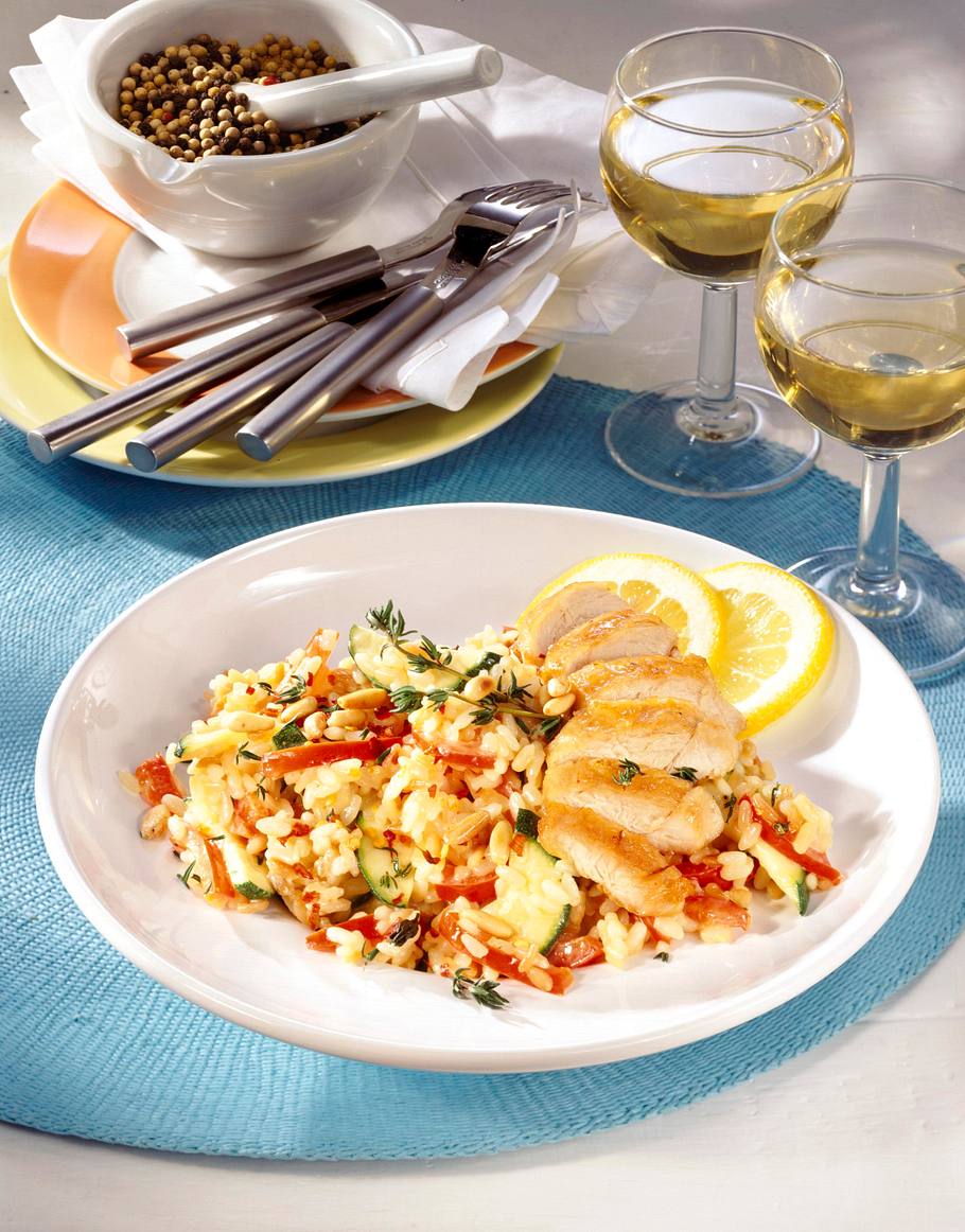 Gemüserisotto mit Hähnchenfilet Rezept