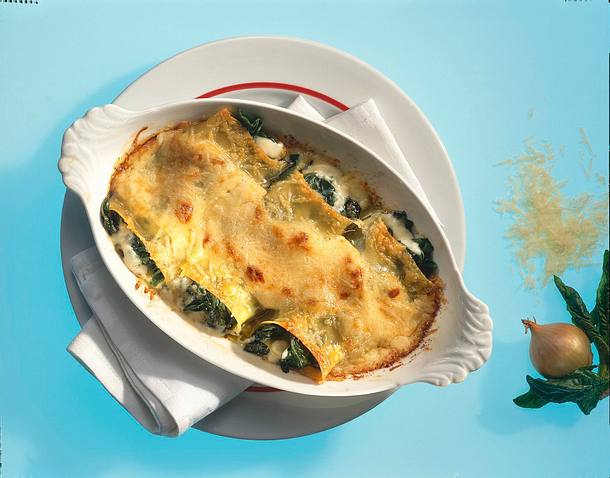 Gerollte gefüllte Spinatlasagne Rezept
