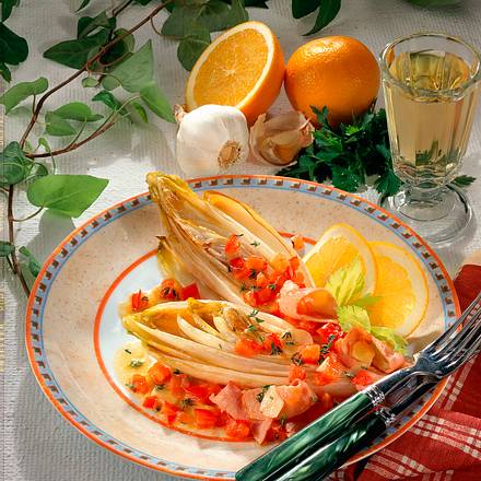 Geschmorter Chicorée mit Schinken Rezept