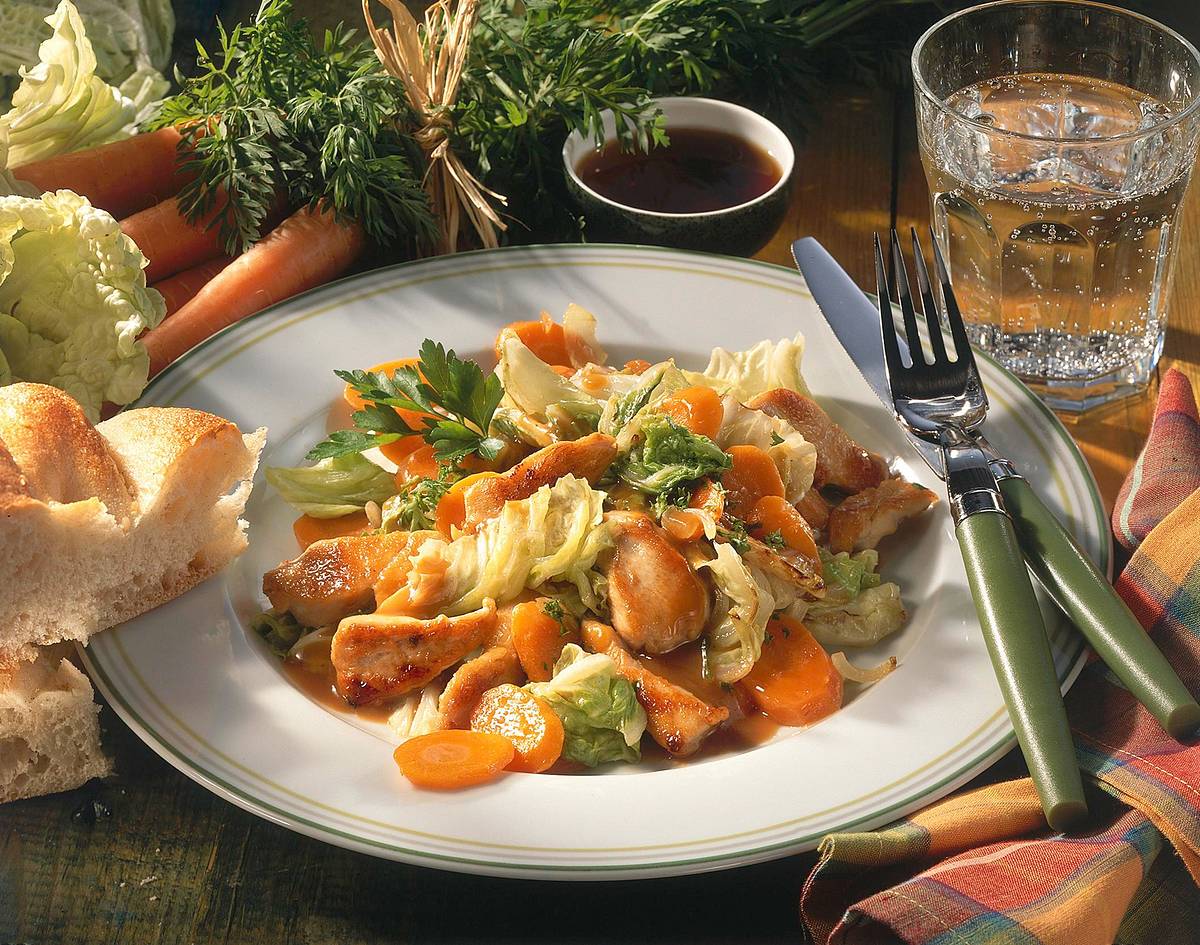 Geschmorter Chinakohl mit Hähnchengeschnetzeltem Rezept