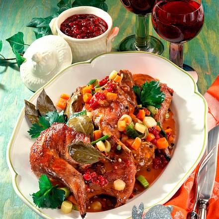 Geschmortes Kaninchen Rezept Geschmortes Kaninchen Rezept