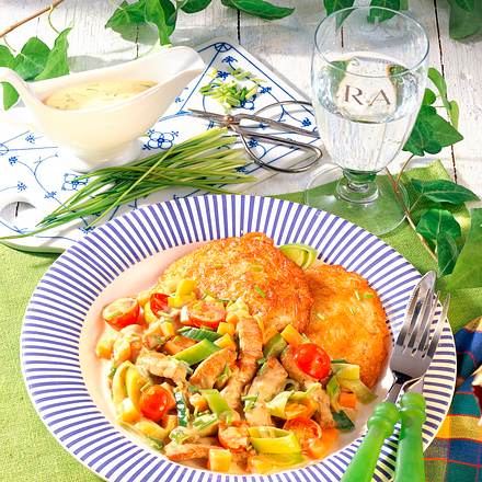 Geschnetzeltes auf Kartoffelpuffer Rezept Geschnetzeltes auf Kartoffelpuffer Rezept