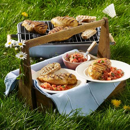 Gewürzhähnchen mit Melonenrelish Rezept