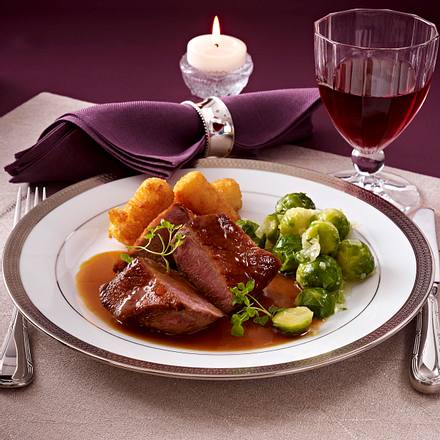 Glasierte Entenbrust und Rosenkohl Rezept Glasierte Entenbrust und Rosenkohl Rezept
