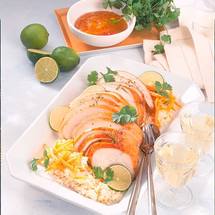 Glasierte Putenbrust auf Möhren-Reis Rezept Glasierte Putenbrust auf Möhren-Reis Rezept