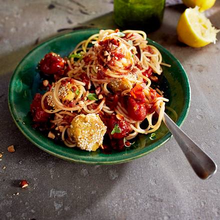 Good Vibrations-Spaghetti mit Falafelbällchen Rezept