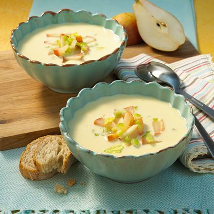 Gorgonzolasuppe mit Sherry-Birnen Rezept