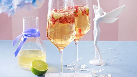 Granatapfel-Prosecco-Cocktail mit Holunderblütensirup und Limettensaft Rezept - Foto: House of Food / Bauer Food Experts KG