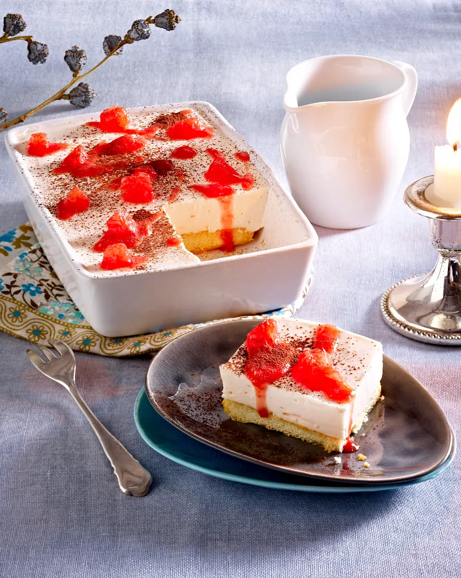 Grapefruit-Tiramisu-Schnitten Rezept Grapefruit-Tiramisu-Schnitten Rezept