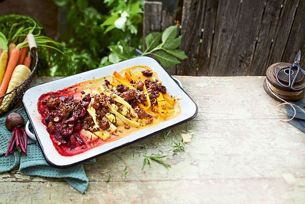 Gratin Tricolore und 25 % Hack on top Rezept Gratin Tricolore und 25 % Hack on top Rezept