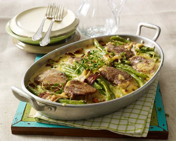 Gratinierte Bohnenpäckchen mit Medaillons Rezept Gratinierte Bohnenpäckchen mit Medaillons Rezept