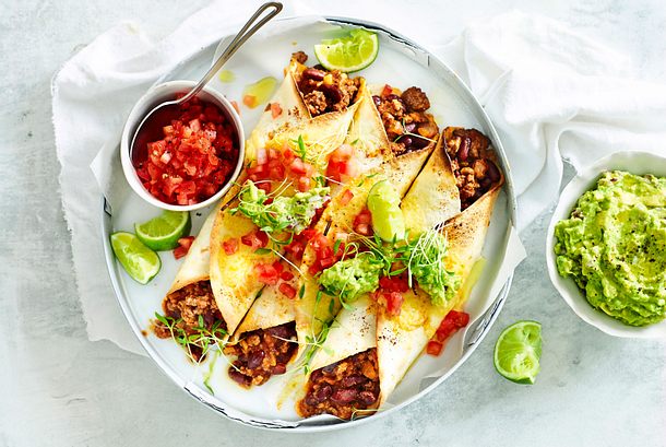 Gratinierte Burritos à la Chili con carne Rezept