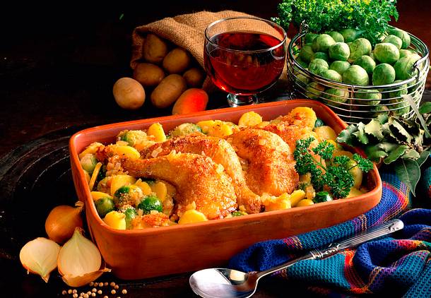 Gratinierte Hähnchenkeulen Rezept Gratinierte Hähnchenkeulen Rezept