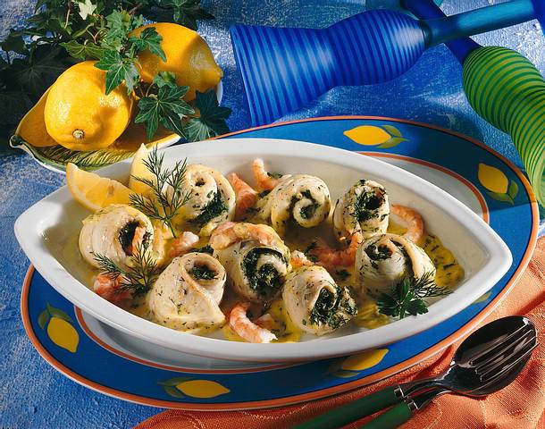 Gratinierte Kräuter-Schollenröllchen Rezept Gratinierte Kräuter-Schollenröllchen Rezept