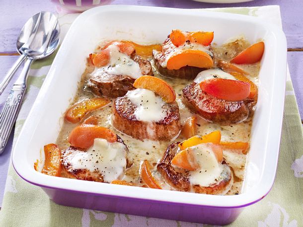 Gratinierte Medaillons mit Aprikosen Rezept