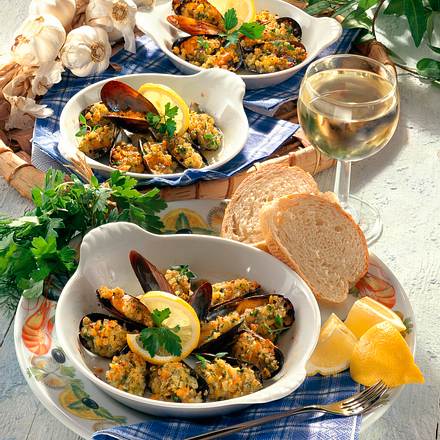 Gratinierte Miesmuscheln Rezept