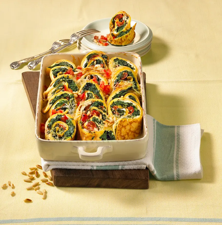 Gratinierte Spinat-Pfannkuchen Rezept