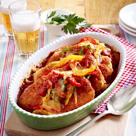 Gratinierte Zigeunerschnitzel Rezept Gratinierte Zigeunerschnitzel Rezept