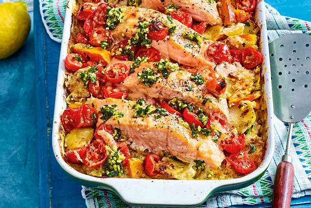 Gratinierter Ofenlachs mit Kräutersahne Rezept