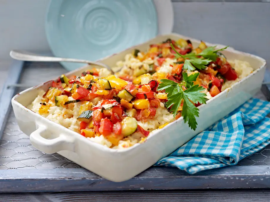Gratinierter Ratatouille-Risotto Rezept Gratinierter Ratatouille-Risotto Rezept