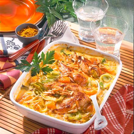 Gratiniertes Curry-Hühnchen Rezept
